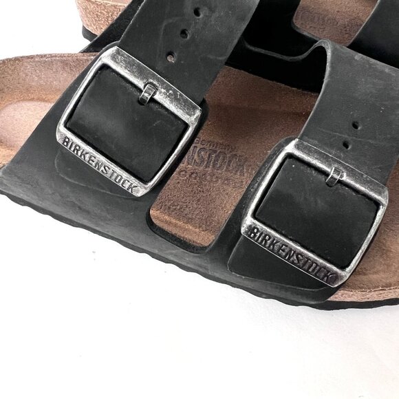 Birkenstock Size 37 Womens Sandals Dark Blue Double Buckles Slip On Footbeds - Picture 4 of 8